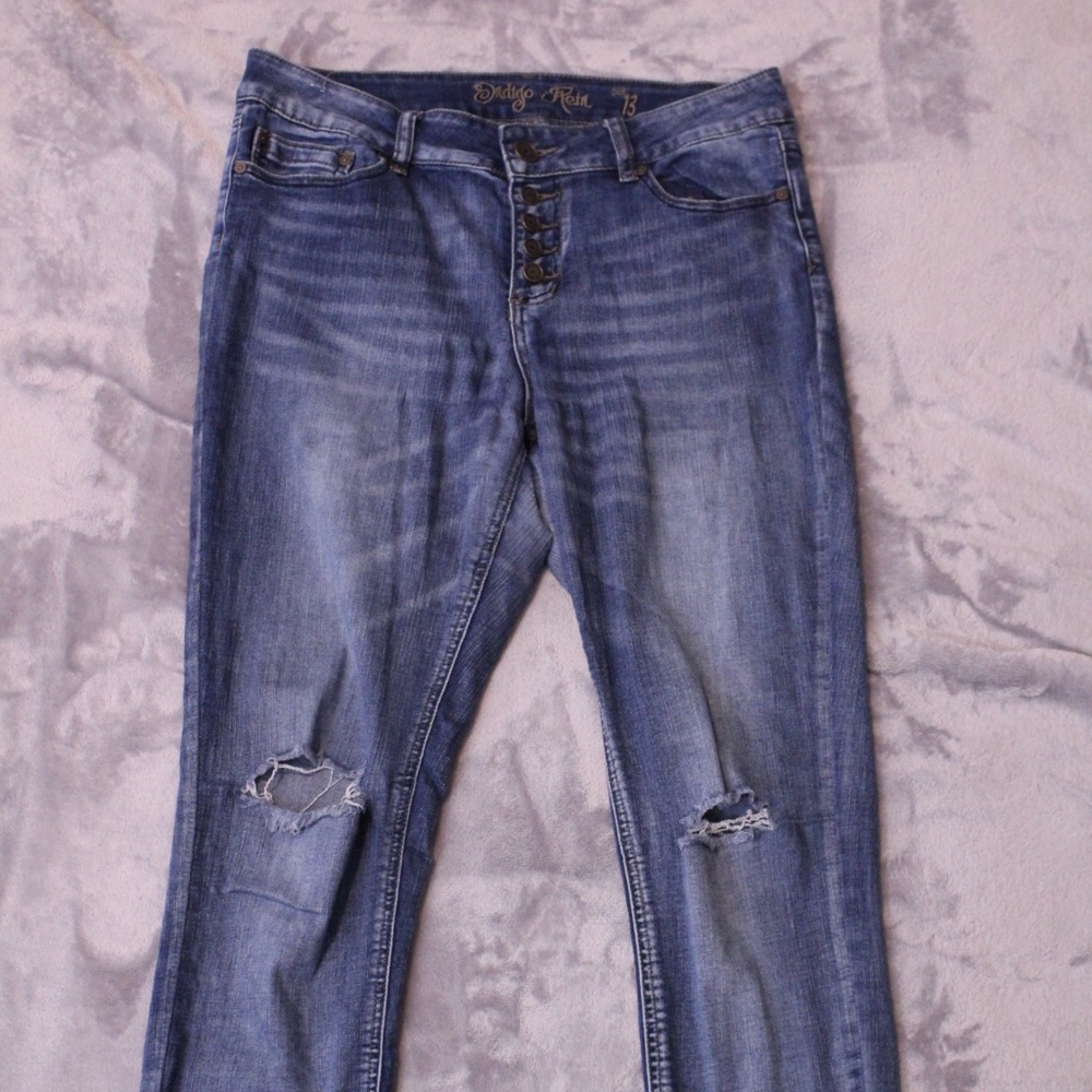 Distressed Mid-Wash Jeans